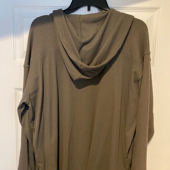 Maurice's Women's Waffle Knit Hooded Open Jacket Olive Size Large - Picture 2 of 5